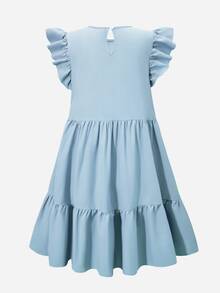 SHEIN Vestido de verano sin mangas de unicolor para adolescente - Celeste - Ver 9