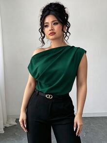 Elenzga 春夏秋款優雅通勤聖誕風極簡休閒女裝百搭大尺碼襯衫 早午餐派對深綠色 - 墨綠色 - 查看 5