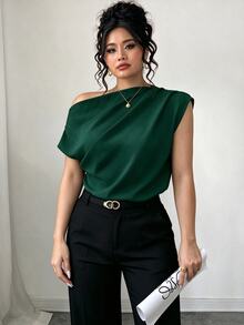 Elenzga 春夏秋款優雅通勤聖誕風極簡休閒女裝百搭大尺碼襯衫 早午餐派對深綠色 - 墨綠色 - 查看 7
