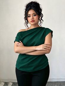 Elenzga 春夏秋款優雅通勤聖誕風極簡休閒女裝百搭大尺碼襯衫 早午餐派對深綠色 - 墨綠色 - 查看 4