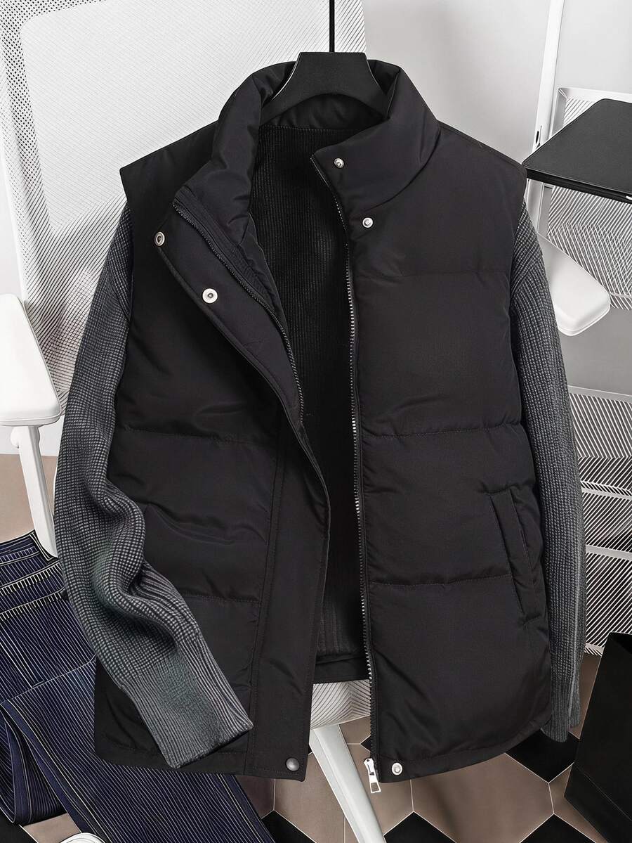 Casuvi Kids Teen Boys 1pc Black Fashion Quilted Winter Vest - Black - View 1