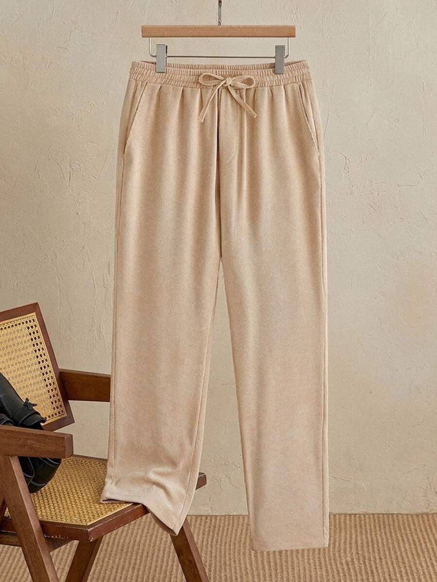 HIMLAND Men's Woven Fashion Casual Business Solid Color Long Pants - Khaki - View 1