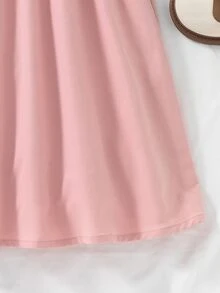 SHEIN Tween Girl Colorblock Bow Decor Shirt & Skirt Set Fall Winter,Back-To-School Girls Clothing - Multicolor - View 9