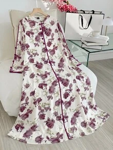 Al Najma 保守休閒端莊優雅 Filipiniana 印花滾邊女款傳統阿拉伯長襯衫，白色，適合家庭正式場合、Ninang、婚禮、辦公室、夜晚、秋季 - 彩色 - 查看 2