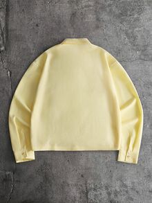 AXEPEAK Kemeja Kasual Pria Lengan Panjang Kancing Tunggal Warna Polos untuk Perjalanan Sehari-hari - Kuning - View 3