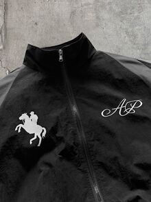 AXEPEAK 男士拉鍊長袖夾克與字母印花長褲套裝 - 彩色 - 查看 8
