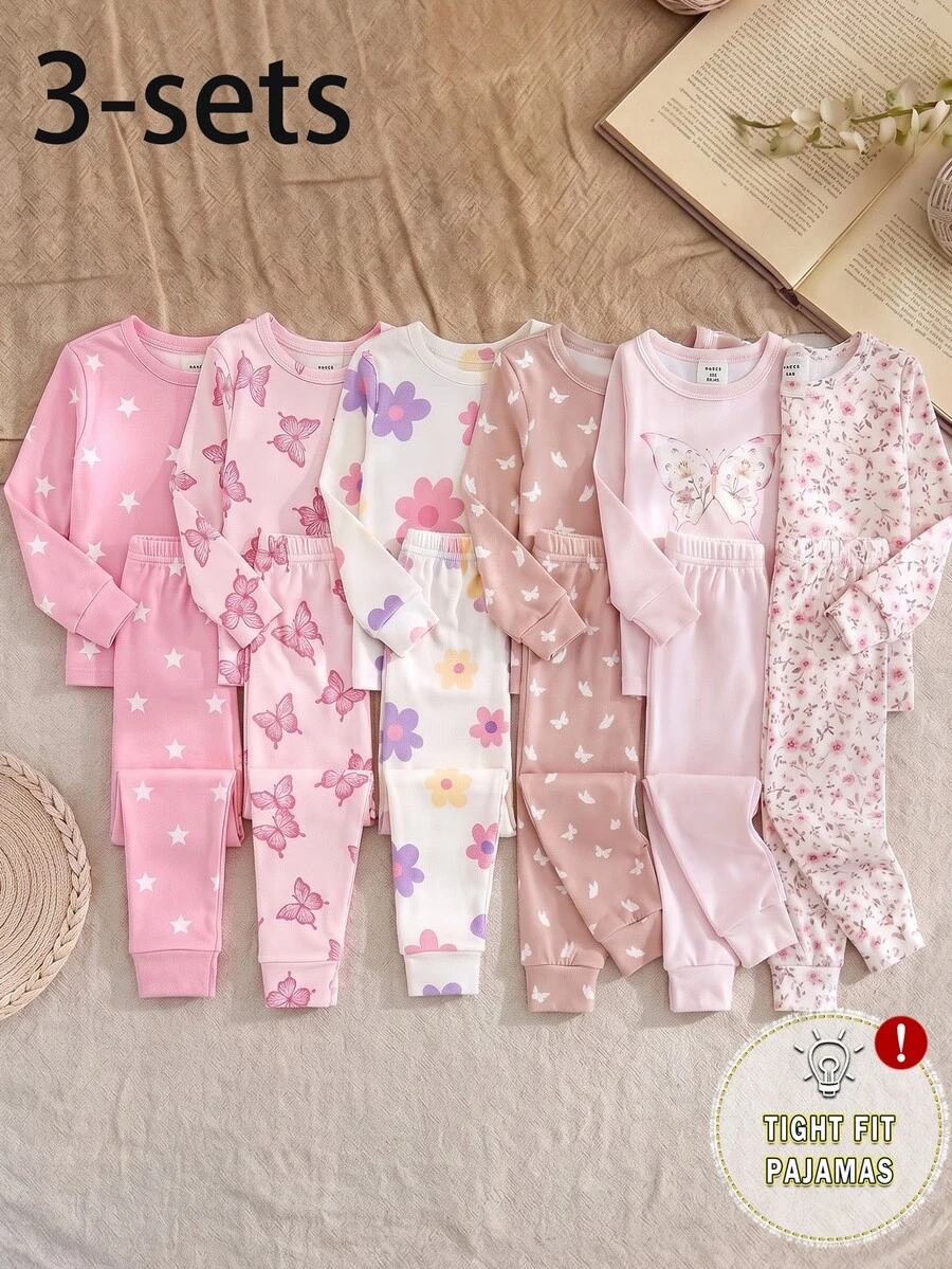 SHEIN 6PCS Baby Girls Pajamas - Multicolor - View 1