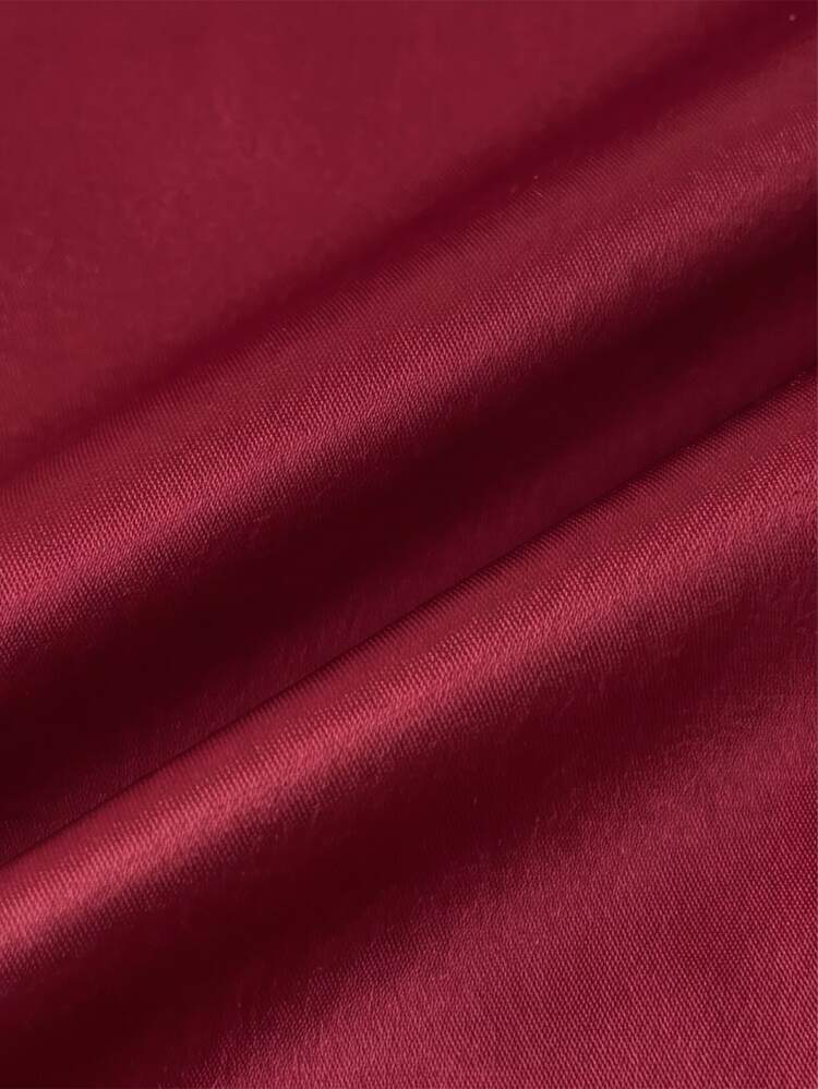 Comfortcana Women's Embroidered Single-Breasted Top And Pants Casual Set Christmas Lounge Burgundy Fall - Burgundy - View 8