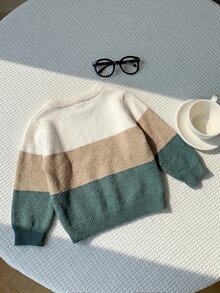 SHEIN 男嬰針織毛衣上衣，保暖內裡加厚配色圓領長袖內搭衫，舒適百搭時尚，可愛經典簡約基本款，適合室內、戶外滑雪、日常、運動、玩耍、派對、拍照，適用秋季與冬季 - 彩色 - 查看 2