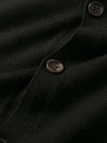 Manfinity CasualKnits Plus Size Men's Casual Loose Solid Color Single Breasted Long Sleeve Cardigan, Autumn Back-To-School Office Black - Multicolor - View 5