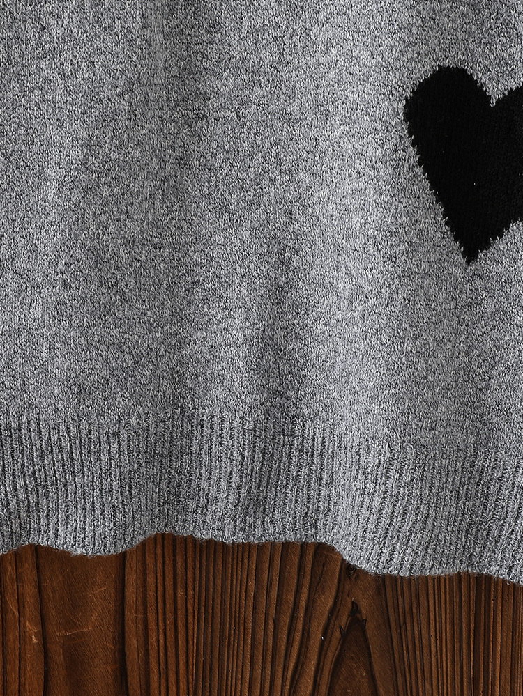 SHEIN Tween Girl Sweater Dress, New Arrival For Autumn/Winter Farewell Dark Grey Cute - Grey - View 3