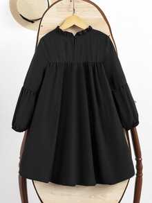 SHEIN Tween Girl US Fall Style Fall Outfits Fall Dress Dresses For Girls - Black - View 7