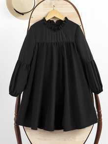 SHEIN Tween Girl US Fall Style Fall Outfits Fall Dress Dresses For Girls - Black - View 6