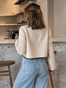 SHEIN Frenchy Women's Colorblock Casual Versatile Daily Long Sleeve Jacket - White - View 2