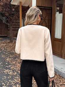 SHEIN Frenchy Women's Colorblock Casual Versatile Daily Long Sleeve Jacket - White - View 6