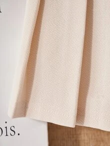 1pc Tween Girls' 3D Bow Decor Short Sleeve Pleated Dress, Loose Fit, Spring/Summer,Holiday,Summer,Travel - Apricot - View 10