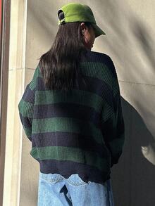 DAZY 拼色落肩毛衣、长袖上衣、秋季女装 - 彩色 - 查看 5