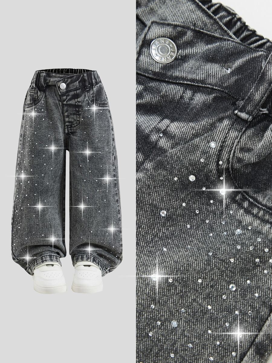 SHEIN Young Girl High Waist Wide Leg Jeans Autumn Winter