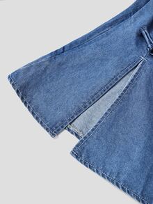 Balvessa Women's Frog Button Casual Daily Denim Top - Blue - View 5
