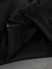 STYNVO Men's Long Sleeve Zip-Up Hooded Sweatshirt Halloween Beach Vacation Black And White Fall Streetwear - Black - View 6