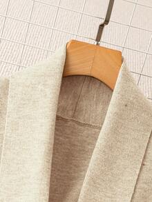 SHEIN Women's Solid Color Pleated Casual Boho Versatile Daily Cardigan Brunch Vacation Beige Fall - Apricot - View 5