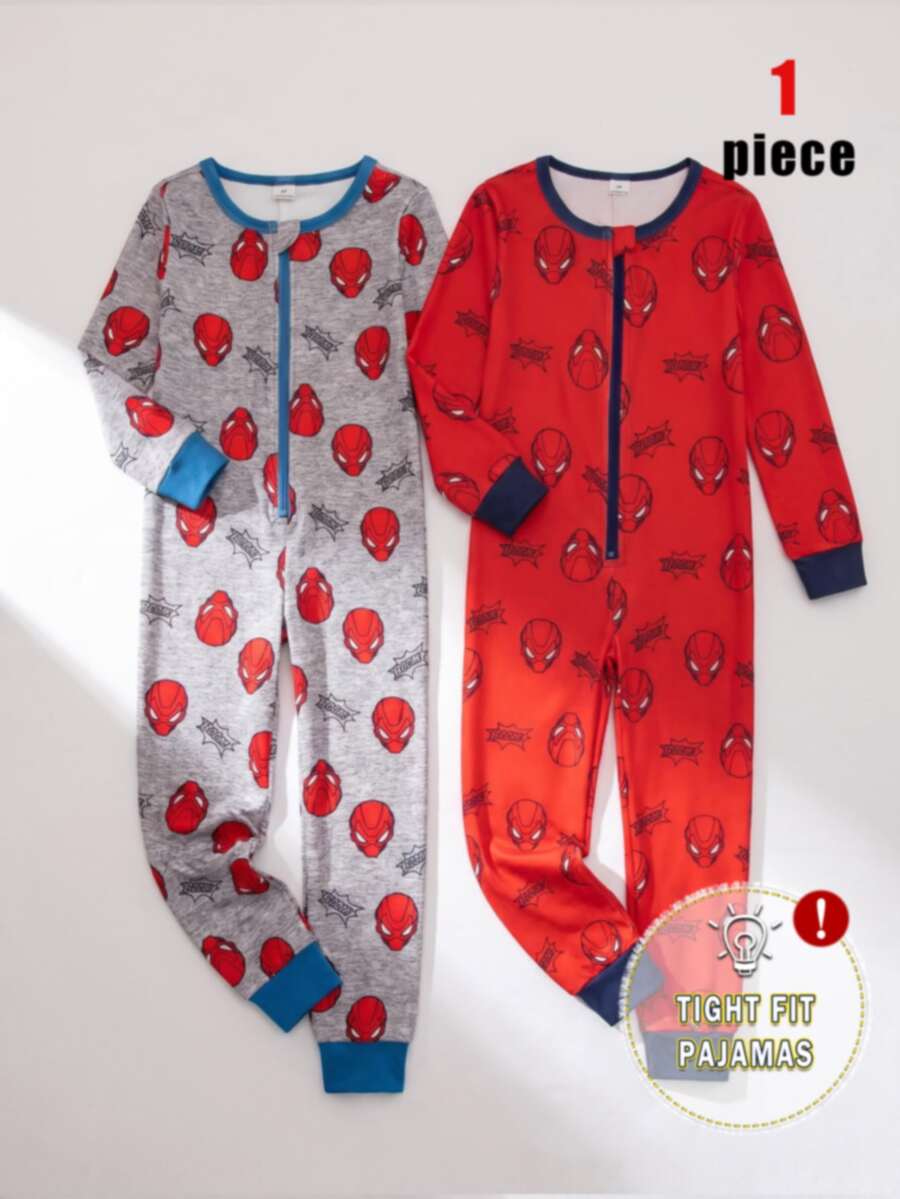 Boys' Tight Long Sleeve Long One-Piece Jumpsuit Loungewear - Multicolor - View 1