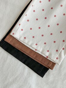 SHEIN Vintaside Kids 3件組幼女寬腿長褲，甜美多色波點燈芯絨，紙袋腰鬆寬版，休閒假日秋季公主風Y2K彈性高腰褲 - 彩色 - 查看 7