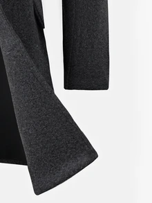 Manfinity Mode Men's Dark Gray Notch Lapel British Style Business Casual Elegant Overcoat - Dark Grey - View 4
