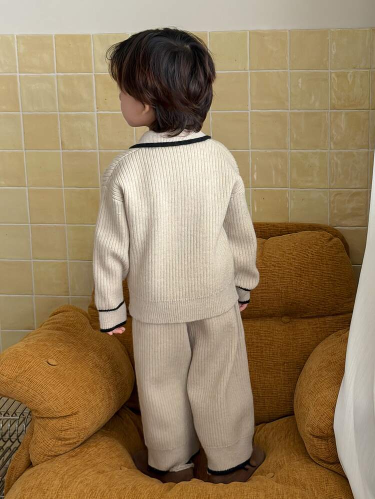 Dazy Kids Infant (Boy) Colorblock Long Sleeve Sweater Set - Apricot - View 2
