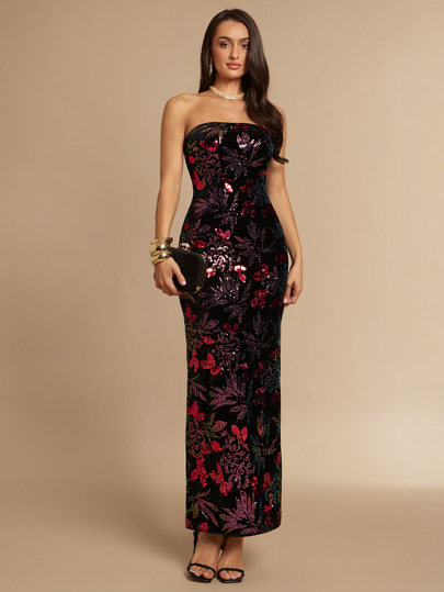 Silquee Vestido elegante de lujo con lentejuelas sin tirantes para mujer para fiesta de noche, ropa de otoño para mujer, vestidos elegantes de fiesta para mujer, atuendos de festival para mujer