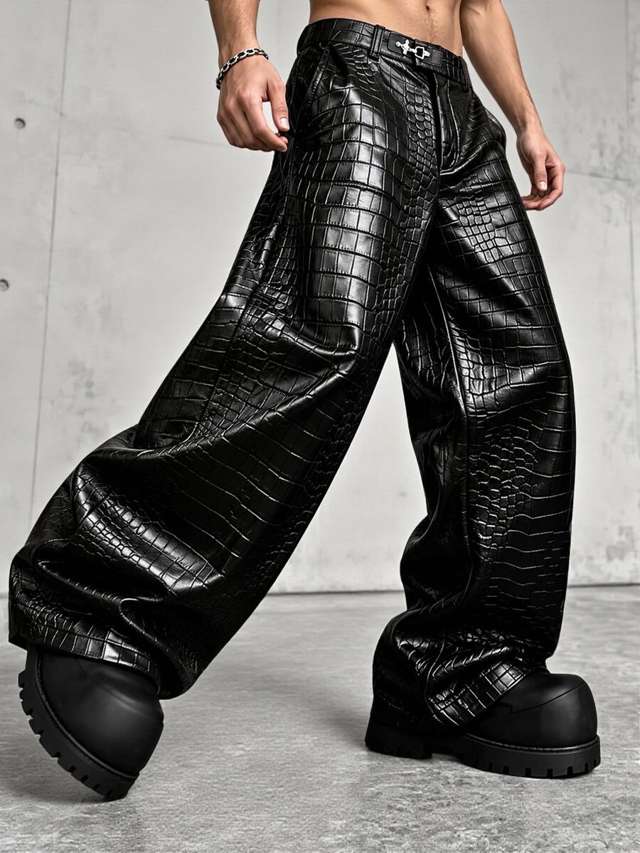 Major Grit Men's Young Street Style, INS Multi-Functional Item: Black Gothic Style Fall/ Long Pants, Best Choice For Halloween New Year Gift - Black - View 1