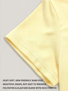 Dekonique Dekonique Women's Fitted Cropped Oblique Shoulder Short Sleeve T-Shirt - Light Yellow - View 5