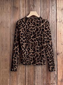 Rusticease Women's Autumn Leopard Print Lace T-Shirt,Leopard, Elegant Top For Fall/Winter Parties And Outings,Fall Clothes For Women,Casual Blouses For Ladies , - Multicolor - View 2