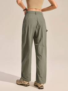 Exploreva Exploreva Women's Solid Color Pocket Hiking Pants, Sporty Casual - Green - View 6