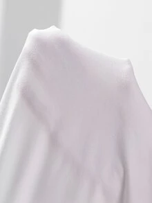 SHEIN Raffinéa 女性春夏實色方領長袖休閒T卹 - 白色 - 查看 14