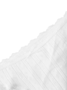 Ocili 5件/包 大量裝 純棉柔軟針織提花簡約蕾絲迷你女款丁字褲 - 白色 - 查看 5