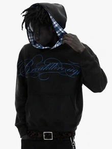 Manfinity Roghcode Men's Casual Daily Wear Essential INS Style Young Street Loose Long Sleeve Hoodie - Multicolor - View 1