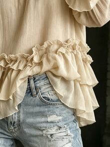 SHEIN بلوزات وقمصان نسائية - لون مشمشي - مشاهدة 8