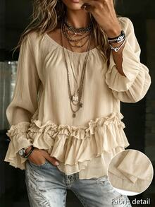 SHEIN بلوزات وقمصان نسائية - لون مشمشي - مشاهدة 3