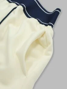 Hanevo Women's Minimalist Striped Colorblock Sports Long Pants - Beige - View 6