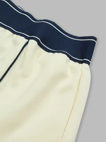 Hanevo Women's Minimalist Striped Colorblock Sports Long Pants - Beige - View 7
