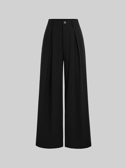 Sweetra Quần ống rộng xếp ly Jacquard thanh lịch cổ điển dành cho nữ, mùa thu/đông