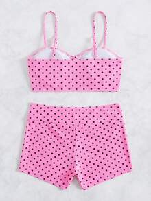 SHEIN Swim 2件套新款夏季粉色碎花随机印花休闲度假沙滩比基尼泳装套装（女款） - 彩色 - 查看 4