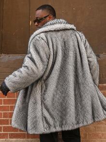 AKNOTIC Men's Solid Color Fashion Versatile Daily Casual Overcoat - Grey - View 4