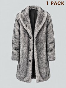 AKNOTIC Men's Solid Color Fashion Versatile Daily Casual Overcoat - Grey - View 2