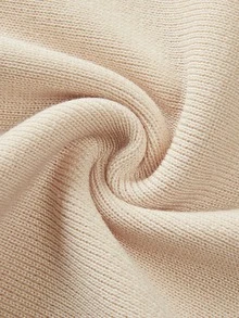 SHEIN Elegant Light Beige Autumn Brunch Ribbed Knit Sweater Dress For Women,Square Neck Backless Ruffle Hem Sleeveless Slim Fit Bodycon Midi Party Dress - Apricot - View 8