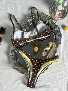 Oceva Women's 2pcs Polka Dot Print Simple Fashion Casual Summer Beach Vacation Bikini Set - Multicolor - View 7