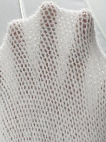 SHEIN LUNE V- White Thick Rope Hand-Stitched Contrast Color Lantern Sleeve Ribbed Hem Slouchy Women's Sweater Brunch Going Out Fall Casual - White - View 8