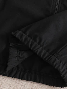 SHEIN 男童休閒刺繡對比條紋拉鍊上衣與運動長褲套裝，秋冬季 - 藏藍色 - 查看 8