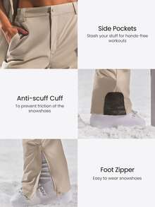 GLOWMODE Après Glow Collection Slope Star High-Rise Ski Pants With Adjustable Zippers & Fleece-Lined Pockets Daily Casual Winter Skiing Outdoor - Khaki - View 5